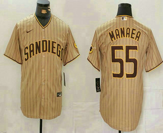 Men's San Diego Padres #55 Sean Manaea Khaki Cool Base Stitched Jersey