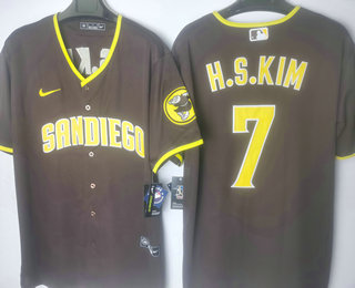 Men's San Diego Padres #7 Ha Seong Kim Brown Stitched MLB Cool Base Nike Jersey 01