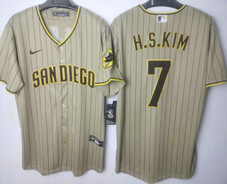 Men's San Diego Padres #7 Ha Seong Kim Grey Stitched MLB Cool Base Nike Jersey 01