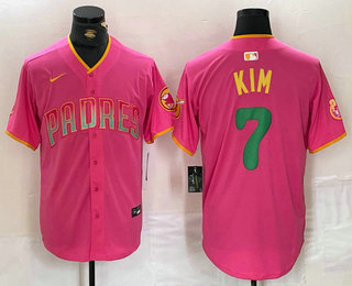 Men's San Diego Padres #7 Ha Seong Kim Pink Fashion Baseball Jersey