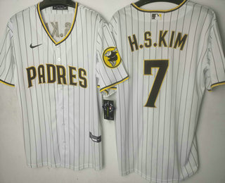 Men's San Diego Padres #7 Ha Seong Kim White Stitched MLB Cool Base Nike Jersey 01