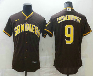 Men's San Diego Padres #9 Jake Cronenworth Brown Stitched MLB Flex Base Nike Jersey