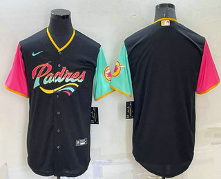 Men's San Diego Padres Blank Black 2022 City Connect Cool Base Stitched Jersey