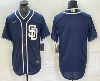 Men's San Diego Padres Blank Navy Blue Cool Base Stitched Baseball Jersey