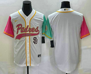 Men's San Diego Padres Blank White NEW 2023 City Connect Cool Base Stitched Jersey 01