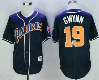 Men's San Diego Padres Retired Player #19 Tony Gwynn Retired Navy Blue 1998 Turn Back The Clock Jersey