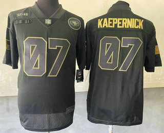 Men's San Francisco 49ers #07 Colin Kaepernick Black 2020 Salute To Service Stitched NFL Nike Limited Jersey