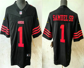 Men's San Francisco 49ers #1 Deebo Samuel Sr Black 2024 FUSE Vapor Limited Stitched Jersey