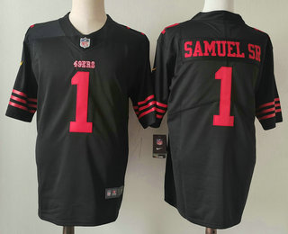 Men's San Francisco 49ers #1 Deebo Samuel Sr Black 2024 Vapor Limited Stitched Jersey