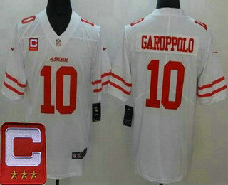 Men's San Francisco 49ers #10 Jimmy Garoppolo Limited White Captain Patch Vapor Untouchable Jersey