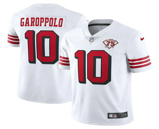 Men's San Francisco 49ers #10 Jimmy Garoppolo White 75th 2021 Color Rush Vapor Untouchable Limited Jersey