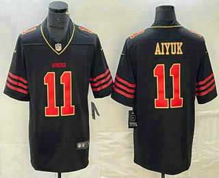 Men's San Francisco 49ers #11 Brandon Aiyuk Black Gold Fashion Vapor Limited Stitched Jersey