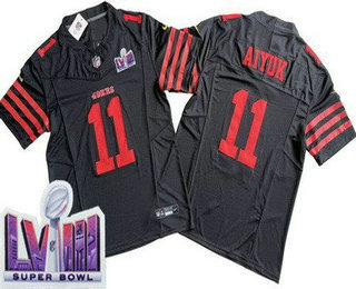 Men's San Francisco 49ers #11 Brandon Aiyuk Limited Black FUSE LVIII Super Bowl Vapor Jersey