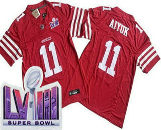 Men's San Francisco 49ers #11 Brandon Aiyuk Limited Red FUSE LVIII Super Bowl Vapor Jersey