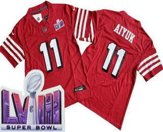 Men's San Francisco 49ers #11 Brandon Aiyuk Limited Red Throwback FUSE LVIII Super Bowl Vapor Jersey