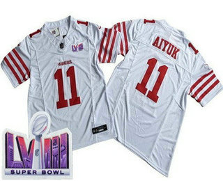 Men's San Francisco 49ers #11 Brandon Aiyuk Limited White FUSE LVIII Super Bowl Vapor Jersey