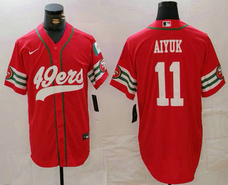 Men's San Francisco 49ers #11 Brandon Aiyuk Red Mexico Cool Base Stitched Baseball Jersey