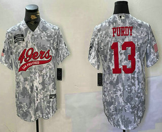 Men's San Francisco 49ers #13 Brock Purdy Arctic Camo 2024 Salute to Service Stitched Baseball Jersey