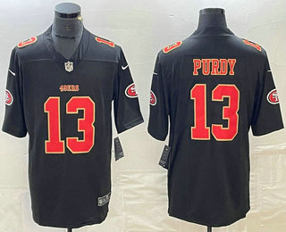 Men's San Francisco 49ers #13 Brock Purdy Black Gold Fashion Vapor Limited Stitched Jersey