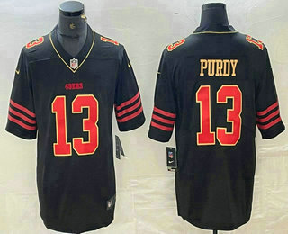 Men's San Francisco 49ers #13 Brock Purdy Black Gold Fashion Vapor Limited Stitched Jersey