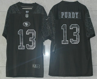 Men's San Francisco 49ers #13 Brock Purdy Black Reflective Limited Stitched Football Jersey