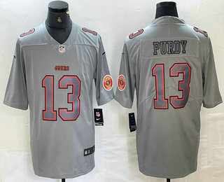 Men's San Francisco 49ers #13 Brock Purdy Grey Atmosphere Fashion Stitched Game Jersey