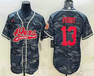 Men's San Francisco 49ers #13 Brock Purdy Grey Camo With Patch Cool Base Stitched Baseball Jersey