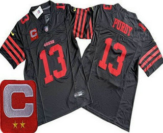 Men's San Francisco 49ers #13 Brock Purdy Limited Black 2024 C Patch FUSE Vapor Jersey