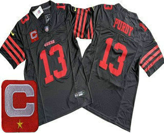 Men's San Francisco 49ers #13 Brock Purdy Limited Black C Patch FUSE Vapor Jersey