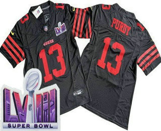 Men's San Francisco 49ers #13 Brock Purdy Limited Black FUSE LVIII Super Bowl Vapor Jersey