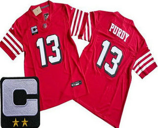 Men's San Francisco 49ers #13 Brock Purdy Limited Red Alternate 2024 C Patch FUSE Vapor Jersey