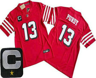 Men's San Francisco 49ers #13 Brock Purdy Limited Red Alternate C Patch FUSE Vapor Jersey