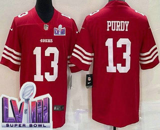 Men's San Francisco 49ers #13 Brock Purdy Limited Red LVIII Super Bowl Vapor Jersey