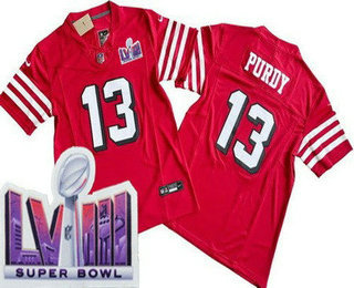 Men's San Francisco 49ers #13 Brock Purdy Limited Red Throwback FUSE LVIII Super Bowl Vapor Jersey