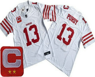 Men's San Francisco 49ers #13 Brock Purdy Limited White 2024 C Patch FUSE Vapor Jersey