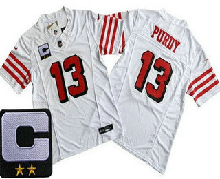 Men's San Francisco 49ers #13 Brock Purdy Limited White Alternate 2024 C Patch FUSE Vapor Jersey