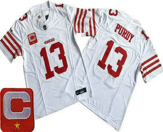 Men's San Francisco 49ers #13 Brock Purdy Limited White C Patch FUSE Vapor Jersey