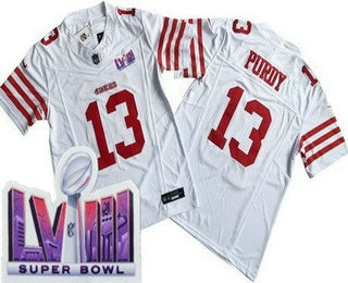 Men's San Francisco 49ers #13 Brock Purdy Limited White FUSE LVIII Super Bowl Vapor Jersey