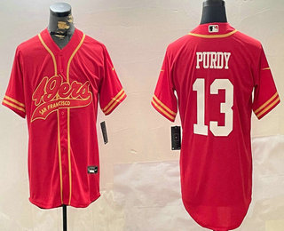 Men's San Francisco 49ers #13 Brock Purdy Red 2024 Cool Base Stitched Baseball Jersey