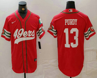 Men's San Francisco 49ers #13 Brock Purdy Red Mexico Cool Base Stitched Baseball Jersey