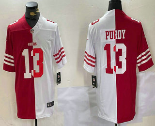 Men's San Francisco 49ers #13 Brock Purdy Red White Split Vapor Limited Stitched Jersey