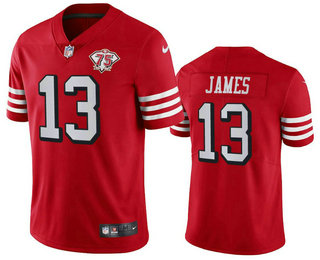 Men's San Francisco 49ers #13 Richie James Red 75th 2021 Color Rush Vapor Untouchable Limited Jersey