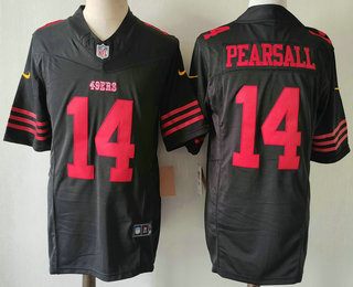 Men's San Francisco 49ers #14 Ricky Pearsall Black 2024 FUSE Vapor Limited Stitched Jersey