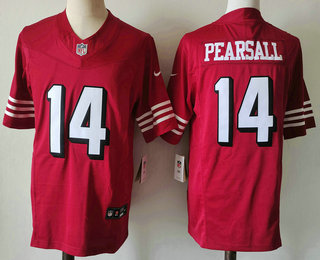 Men's San Francisco 49ers #14 Ricky Pearsall Red FUSE Vapor Limited Throwback Stitched Jersey