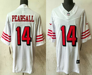 Men's San Francisco 49ers #14 Ricky Pearsall White FUSE Vapor Limited Throwback Stitched Jersey