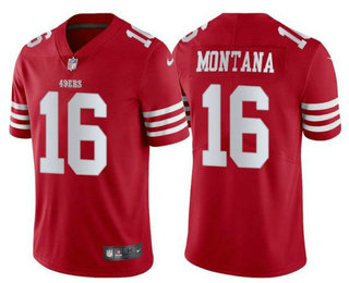 Men's San Francisco 49ers #16 Joe Montana 2022 New Red Vapor Untouchable Limited Stitched Jersey