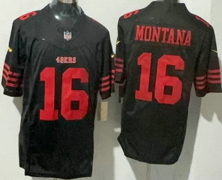 Men's San Francisco 49ers #16 Joe Montana Limited Black FUSE Vapor Jersey