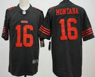 Men's San Francisco 49ers #16 Joe Montana Limited Black Vapor Jersey