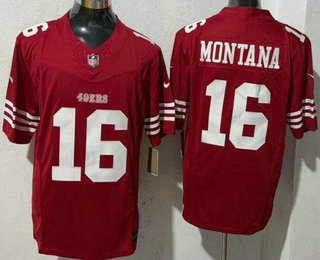 Men's San Francisco 49ers #16 Joe Montana Limited Red FUSE Vapor Jersey