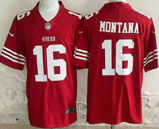 Men's San Francisco 49ers #16 Joe Montana Limited Red Vapor Jersey